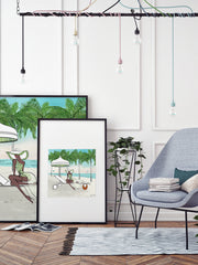 Palm Tree Beach - Illustration - Limited Edition Print - Tiffany La Belle