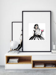 Pugs and Pink Drinks - Illustration - Limited Edition Print - Tiffany La Belle