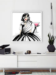 Pugs and Pink Drinks - Illustration - Canvas Gallery Print - Unframed or Framed - Tiffany La Belle