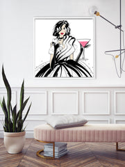 Pugs and Pink Drinks - Illustration - Canvas Gallery Print - Unframed or Framed - Tiffany La Belle