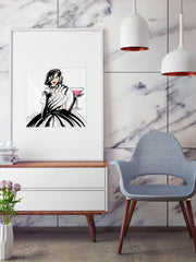 Pugs and Pink Drinks - Illustration - Limited Edition Print - Tiffany La Belle