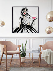 Pugs and Pink Drinks - Illustration - Limited Edition Print - Tiffany La Belle