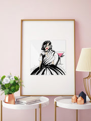 Pugs and Pink Drinks - Illustration - Limited Edition Print - Tiffany La Belle