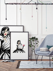 Pugs and Pink Drinks - Illustration - Limited Edition Print - Tiffany La Belle