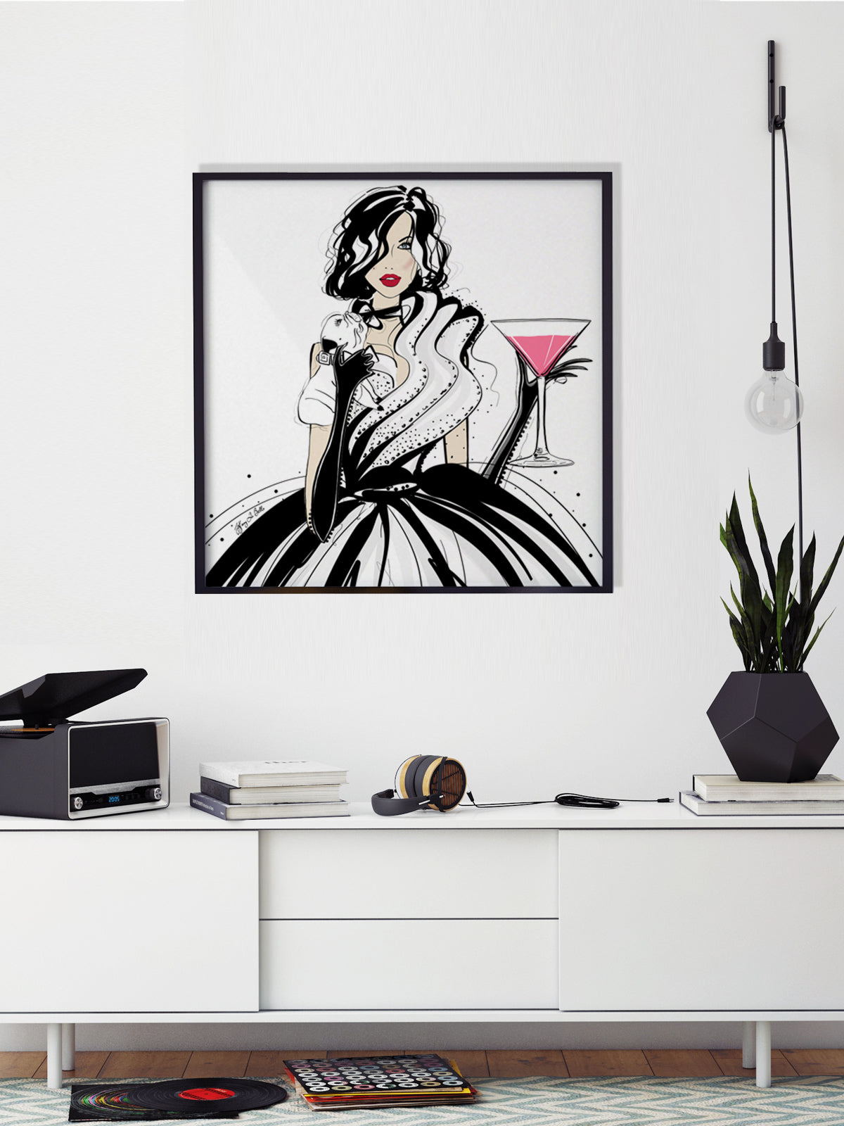 Pugs and Pink Drinks - Illustration - Limited Edition Print - Tiffany La Belle