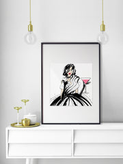 Pugs and Pink Drinks - Illustration - Limited Edition Print - Tiffany La Belle