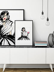 Pugs and Pink Drinks - Illustration - Limited Edition Print - Tiffany La Belle